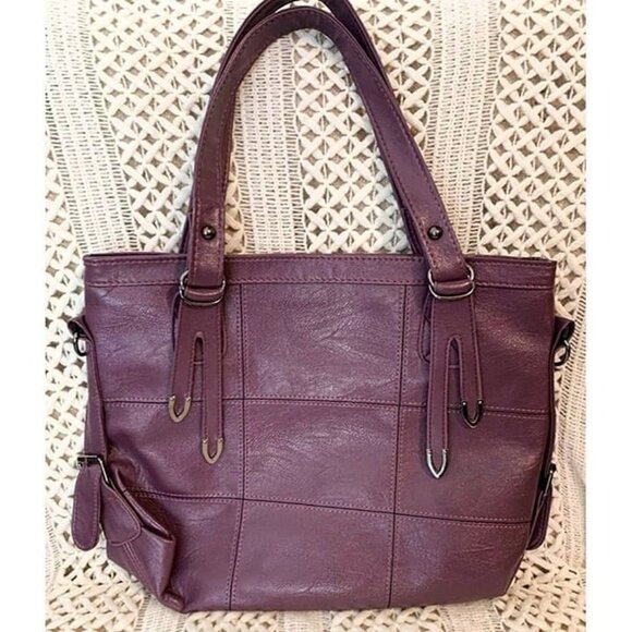 PU Leather Lavender Purple Tote Bag Purse - Picture 2 of 10